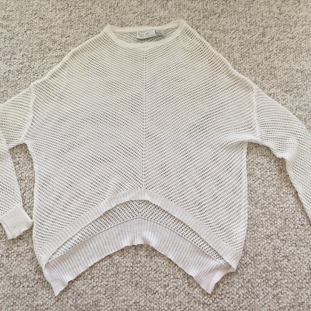Drop Shoulder Open Knit Sweater Top